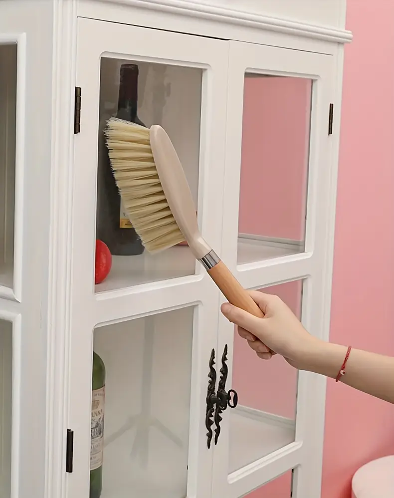 a set of small dustpan and wooden handle broom combination suitable for cleaning sofas tables and small spaces Product details 4