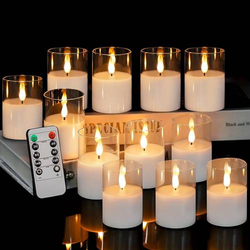 6 pack acrylic flickering flameless candles with remote control realistic battery powered led candles for wedding and home decor