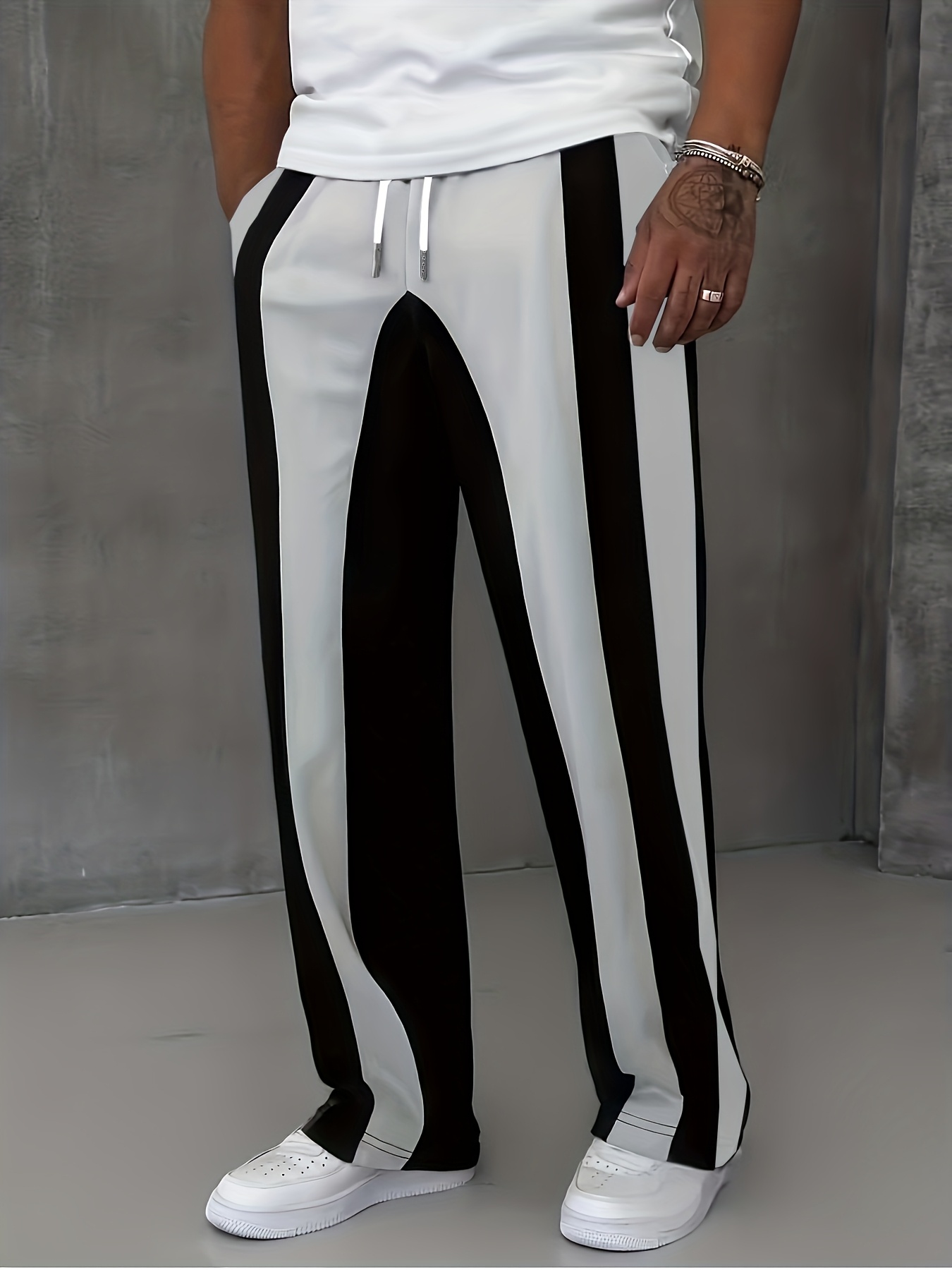 Men's Straight-Leg Athletic Pants with Pockets - Solid Color All-Season H-Fit for Outdoor Sports, Gym,, & Casual Wear - Machine Washable Straight Tube for Training, Parties, for / (Year-Round) - Pocketed Straight-