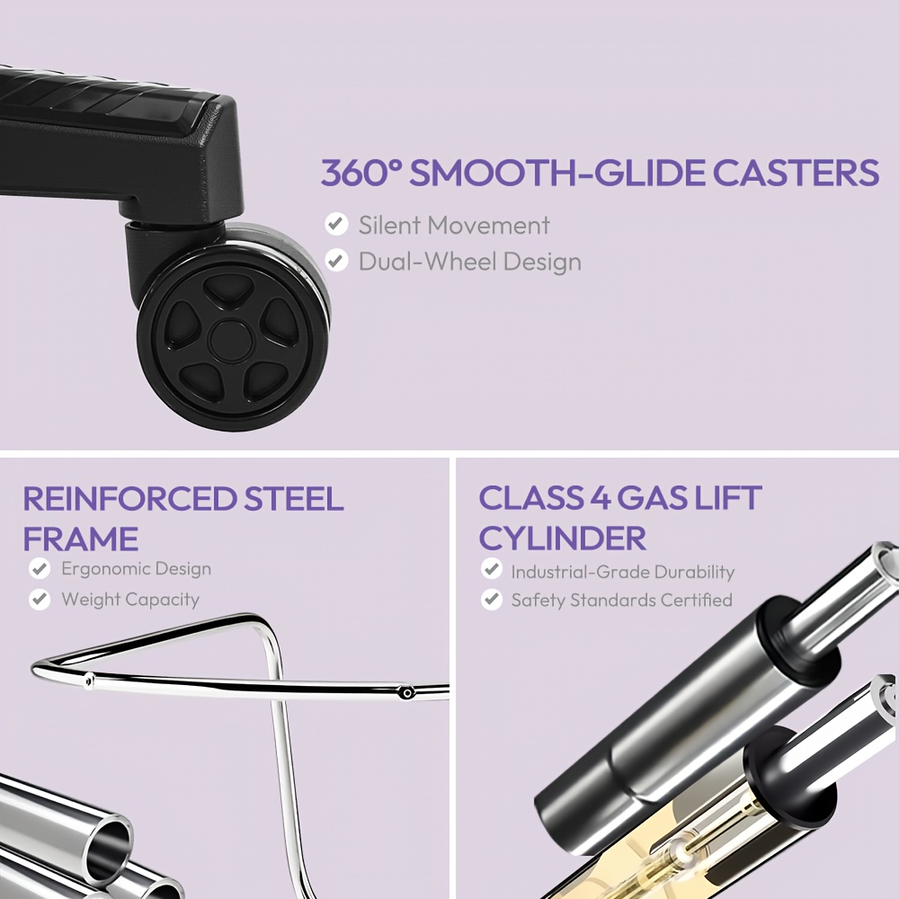 Ergonomic High Back Gaming Chair with Pocket Spring - Heavy Duty 136.08KG Capacity, Adjustable Office Computer Desk Chair with Lumbar Support, Manual Recline Handle, Heavy-Duty Metal Base - for Home Office, Gaming Setup, Living Room - Availabl