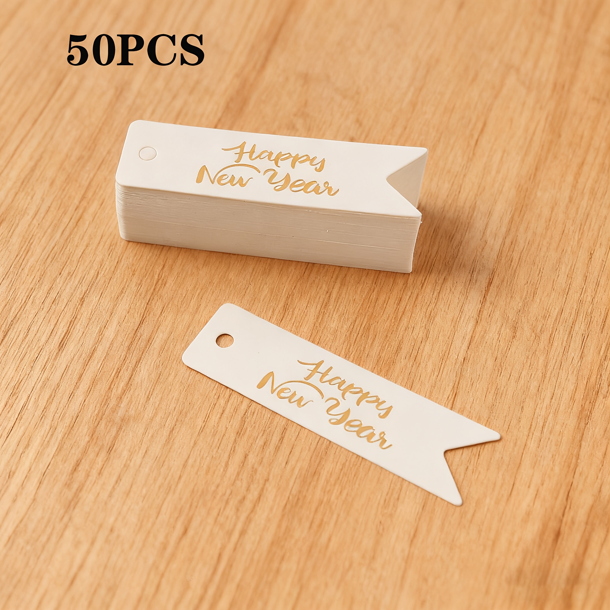 TEMU Happy New Year Tag Hot Stamping Happy New Year New Year Card Label Souvenir Packaging Tag