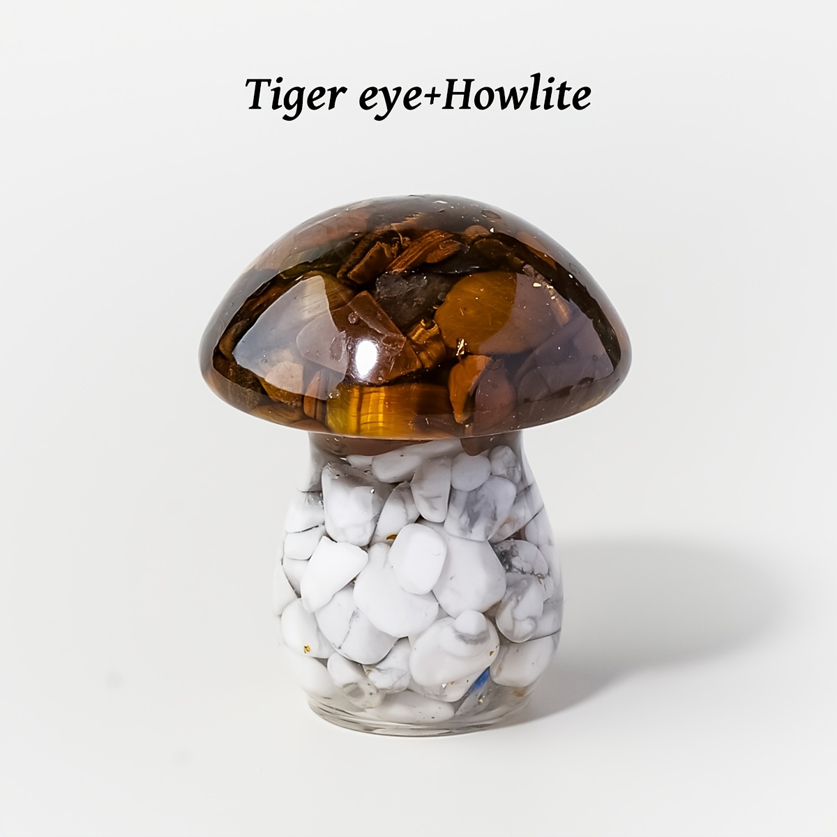 TEMU 1pc Runyangshi Natural Crystal Resin Mushroom Ornament - Realistic Miniature Mushroom Decor With &, Suitable For / Tabletop, Garden, Foyer