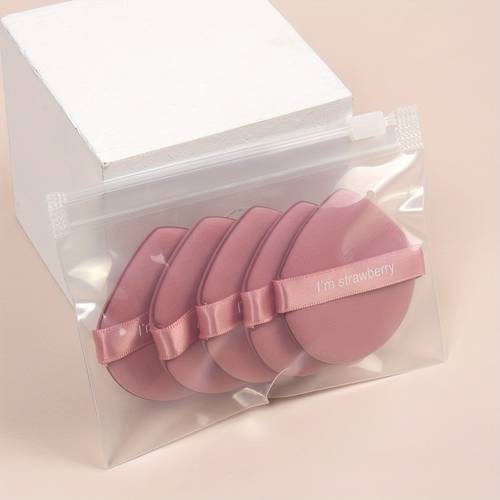 aardbeien luchtkussens, 5 st. bevat 5 luchtkussens. luchtkussen poederdons, latexvrije gemengde spons, en make-up dons voor vloeibare foundation, foundation en concealer. geschikt voor alle huidtypen