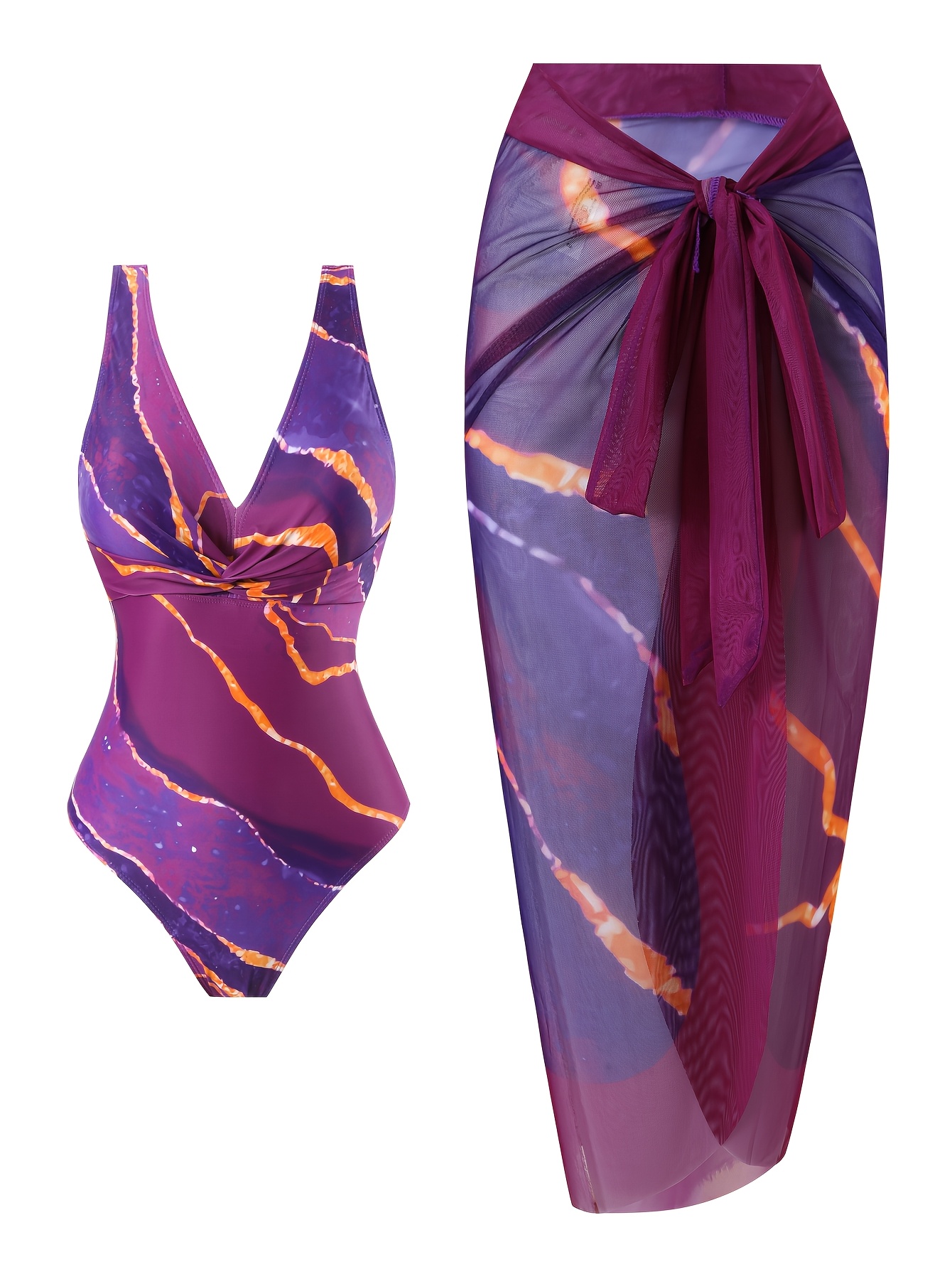   selling marble pattern twist cross elegant tummy   piece swimsuit with mesh two piece set womens swimwear