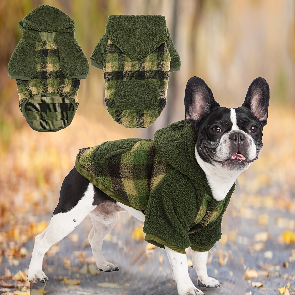 

1pc French Bulldog Hoodie, Cozy Knit Pet Coat With Pocket, Thickened Apparel, Polyester, Pullover Style, For Small To Medium Dogs