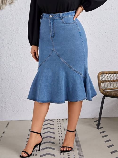 directionele dames modieuze luxe casual woon-werkverkeer elastische uitlopende zeemeermin denim rok