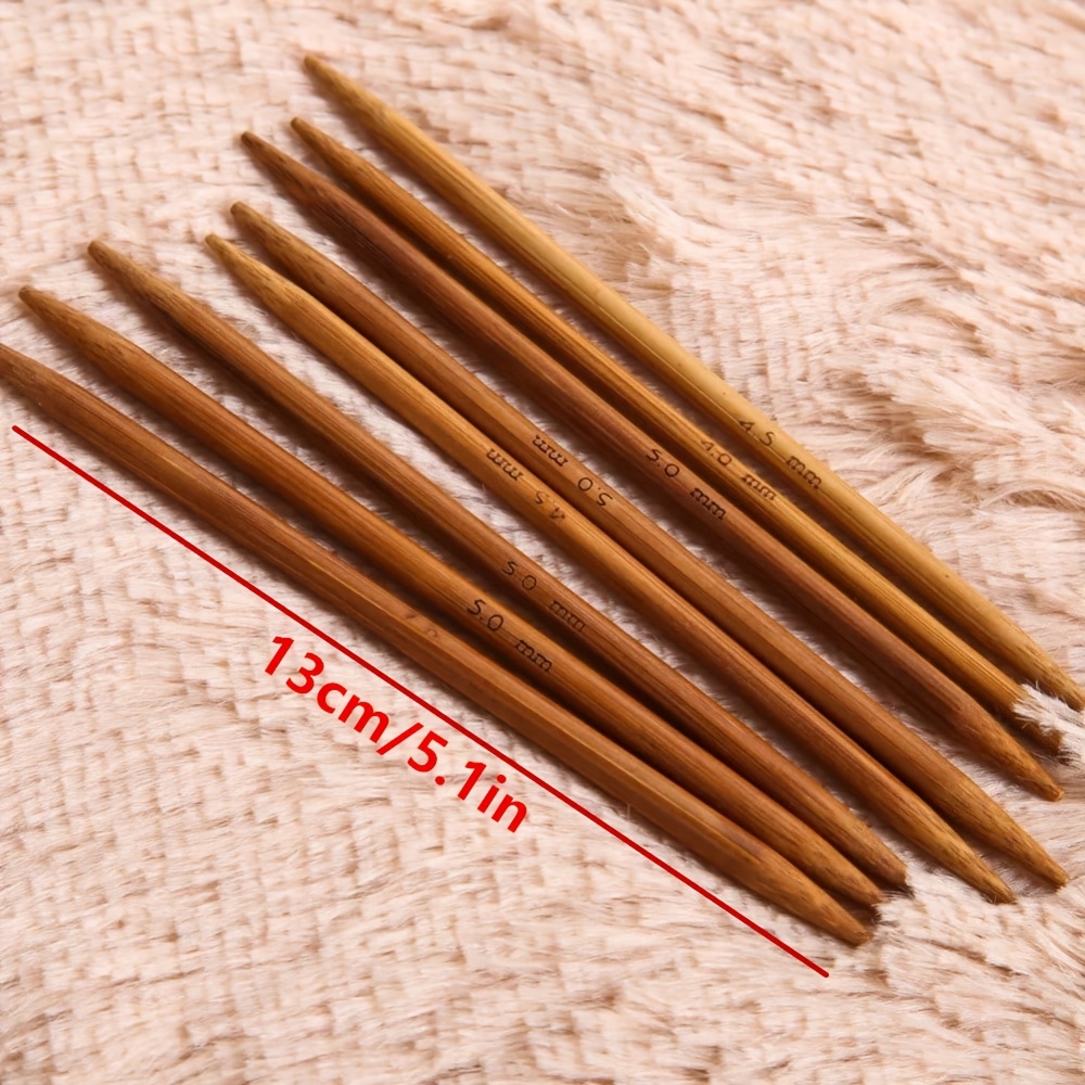 TEMU Ensemble de 55 pièces d'aiguilles à tricoter pointes, kit d'outils de tissage en bambou, 11 tailles, 13 cm, pratique pour le tricot