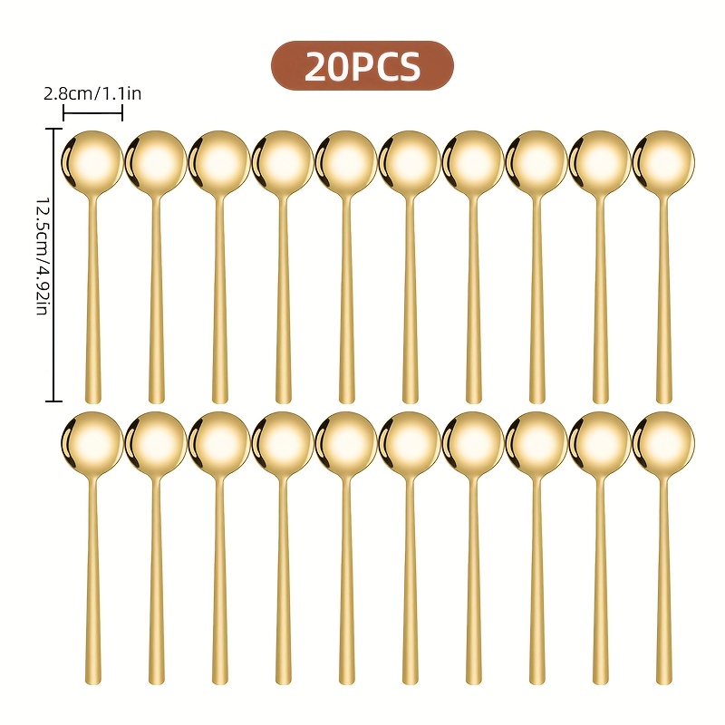 Image of 20pcs Stainless Steel Coffee And Tea Spoons - Multi-functional Mini Spoons, Suitable For Desserts, Ice Cream, Appetizers - Dishwasher Safe - For Christmas, Halloween, Easter, Hanukkah, Thanksgiving