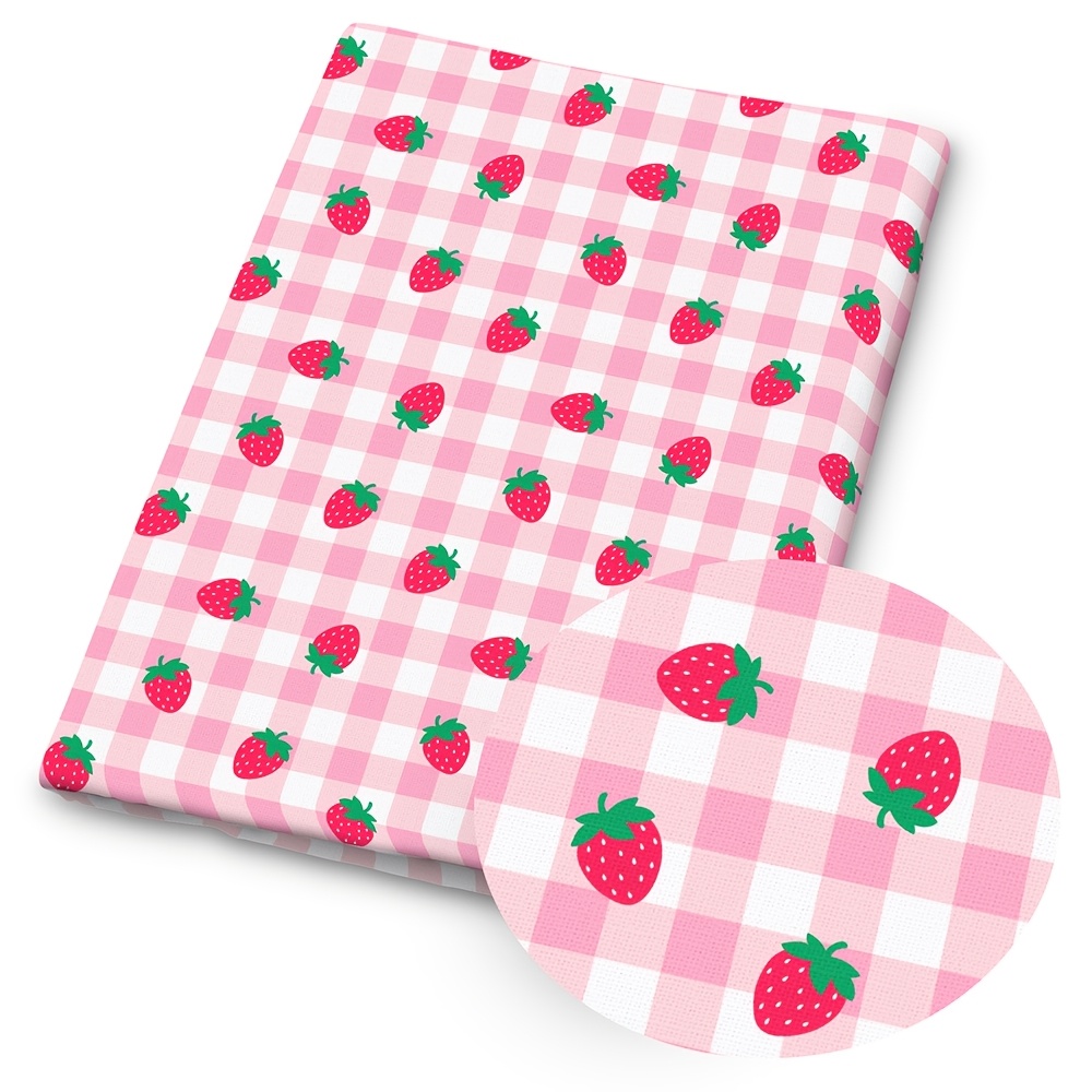 TEMU 1pc Strawberry Print Fabric - 59 X 19.68 Inches (150 X 50cm) Pre-cut Polyester Fabric With Strawberry Patterns - Suitable For Diy Sewing,