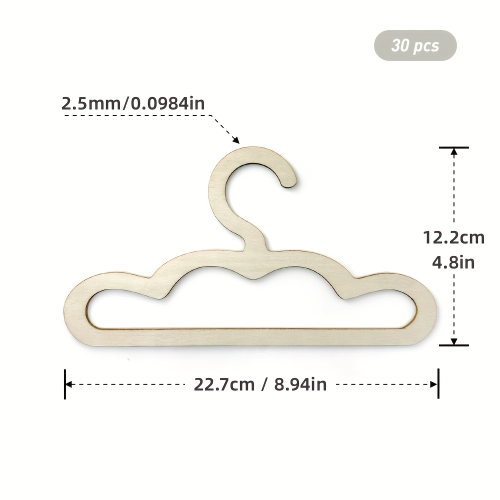 Image of 5/10/ Pack Cloud Shaped Wooden Hangers - Baby & Pet Clothes Organizer, Smooth Rounded Non-slip Hooks For Delicate Garments, Cute Nursery Wardrobe Additions (lotus Design)