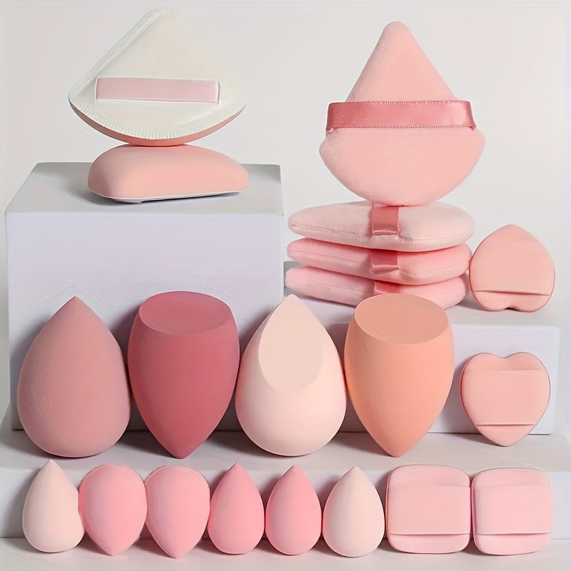 20pcs Makeup Tool Set - Air Cushion Loose Makeup Sponge Finger Puff - Wet And Makeup Beauty Tool - Suitable For Types