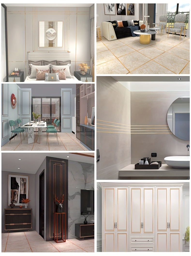 1pc黑色拉丝金色银色地板边缘接缝墙贴，墙缝天花板家居装饰，自粘瓷砖胶带开斋节穆巴拉克 商品详情 4