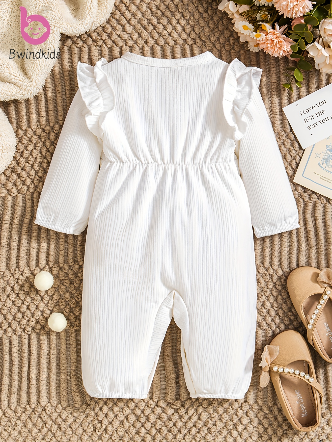 bwindkids white ruffle sleeve romper sweet Temu Mauritius