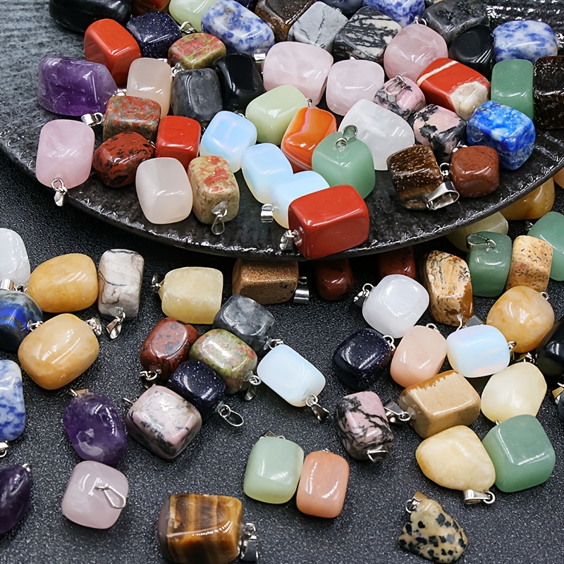 10pc Natural Stone Pendants Set, Irregular Shapes for DIY