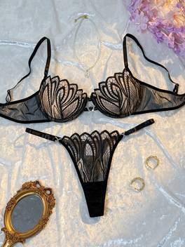 2pcs casland womens floral embroidered bra underwire full coverage suitable for casual attire low adjustable no padding hand washable matching underwear set