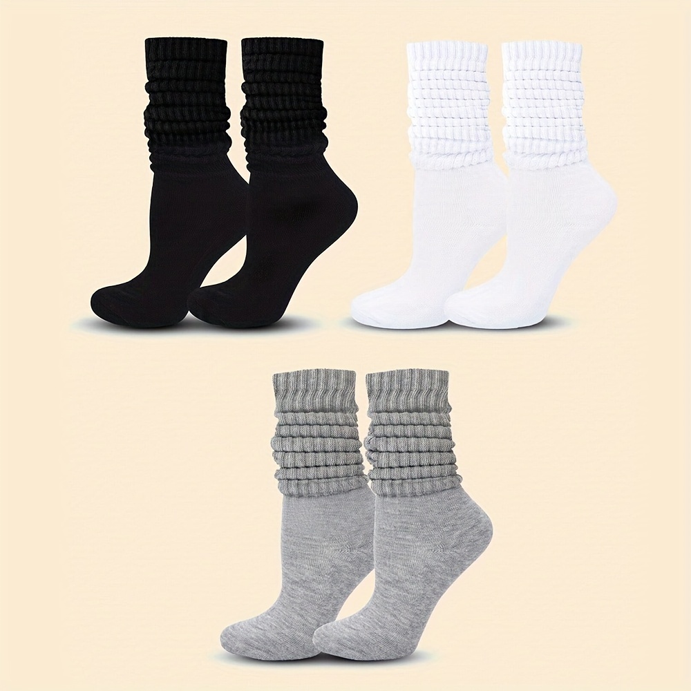 1/3 Pairs Solid Slouchy Socks, Lazy & Comfy Knee High Socks, Women's Stockings & Hosiery