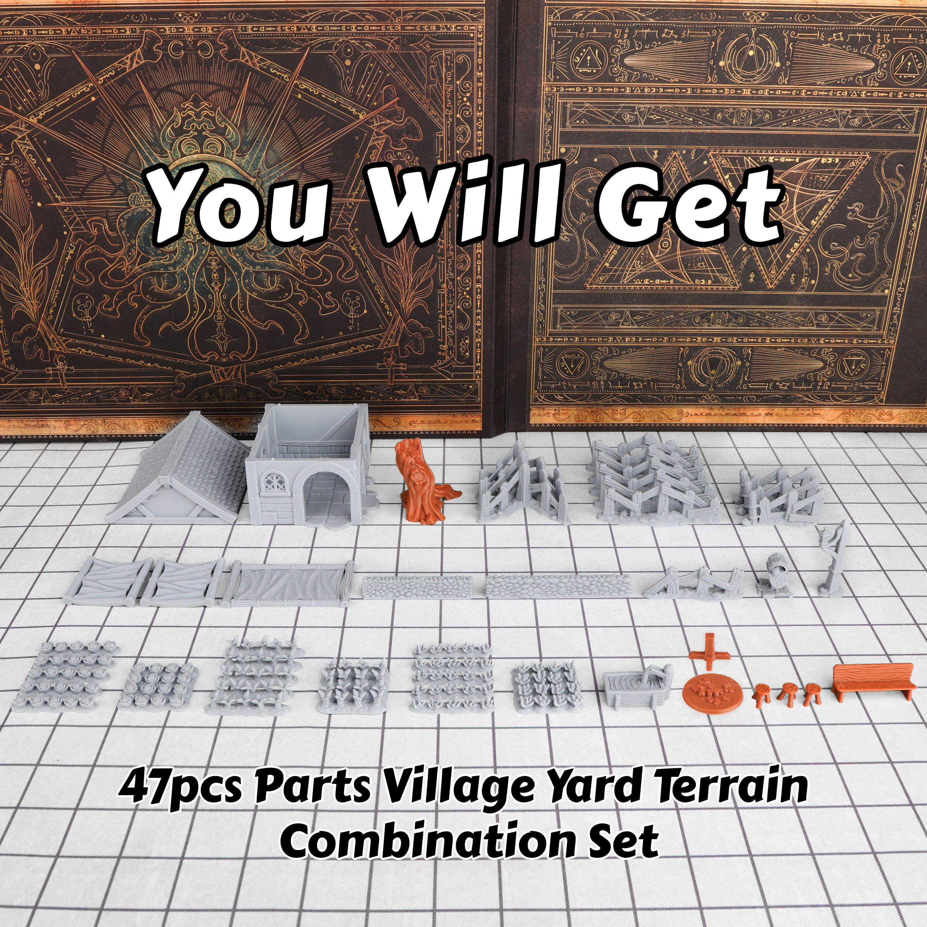 47Pcs Miniature Village Yard Terrain Building Set
