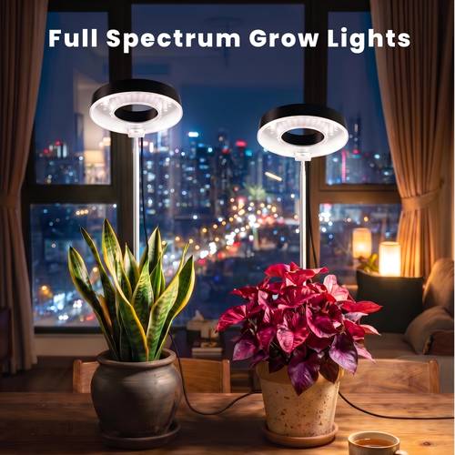 Two ° Magnetic Rotating Indoor Lights, LED Plant Lamps (With Automatic Timer), Height Adjustable And Dimmable Sunlight Simulation (Suitable for Any Angle), Ideal for Seedlings And Herbs