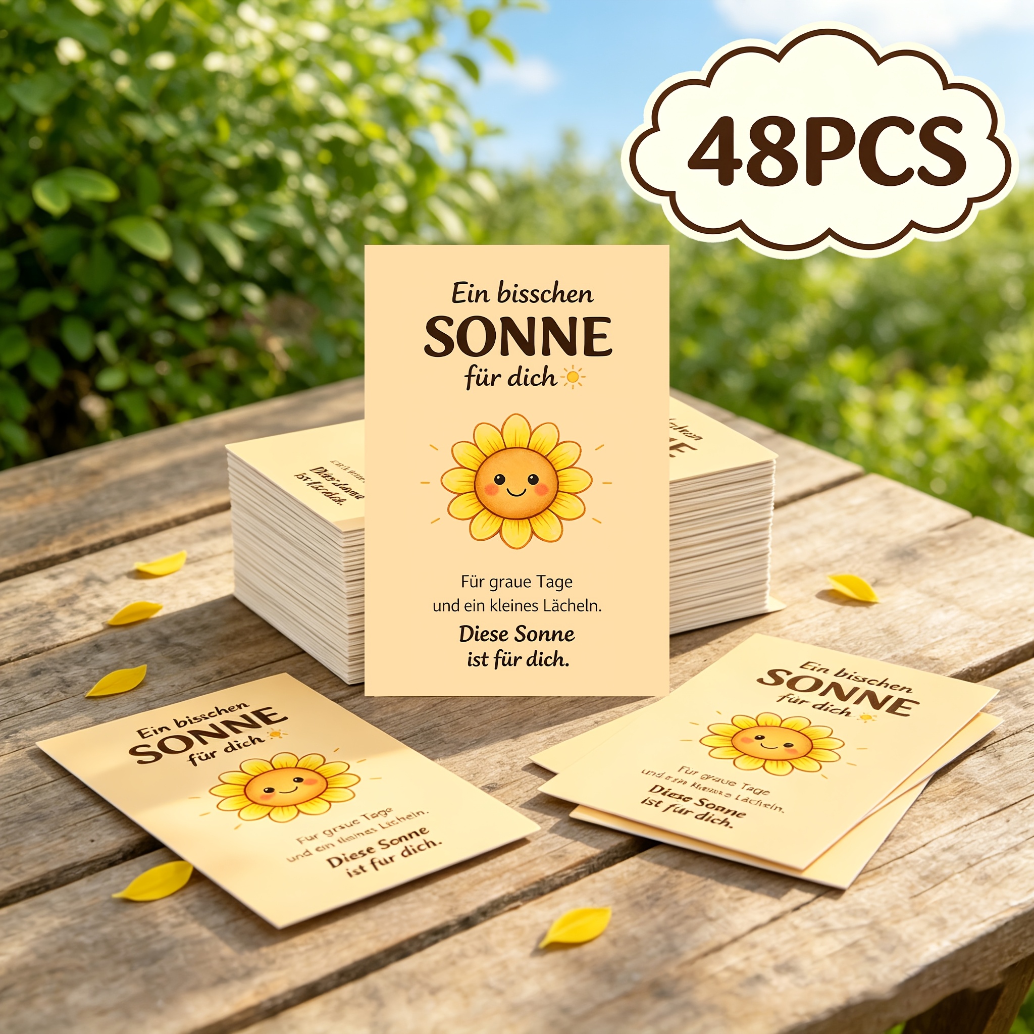 Image of 48pcs Cute Sunflower German Hug Cards Pocket Cards Thank You Cards Cards Sunflower Encouragement Cards Emotional Cards Positive Message Cards Smiling Cards Warm Gift Cards Mother's Day Thank You G