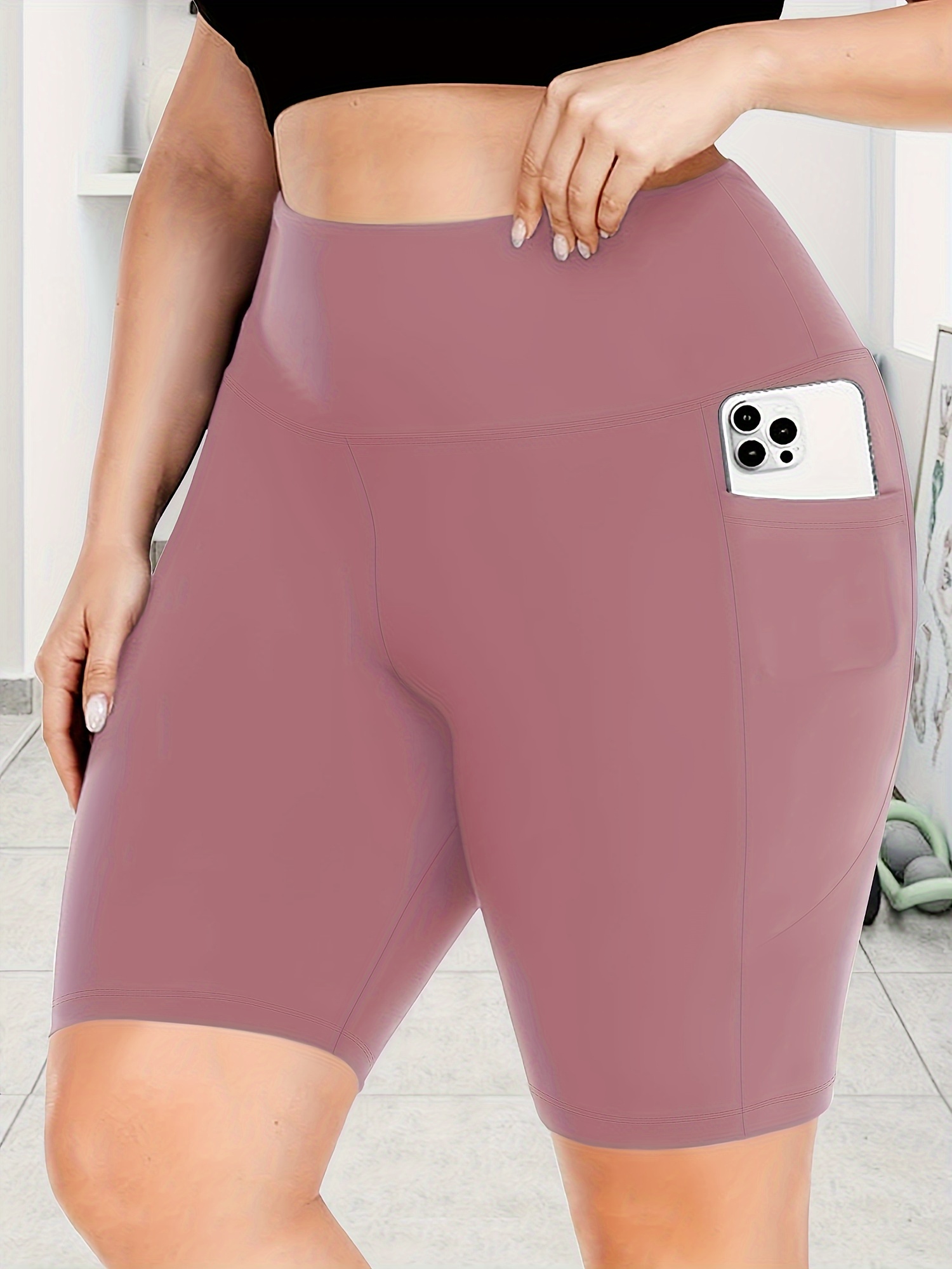Big Size High Waist Crescent Pocket 5 Points Pants - Drainage Style