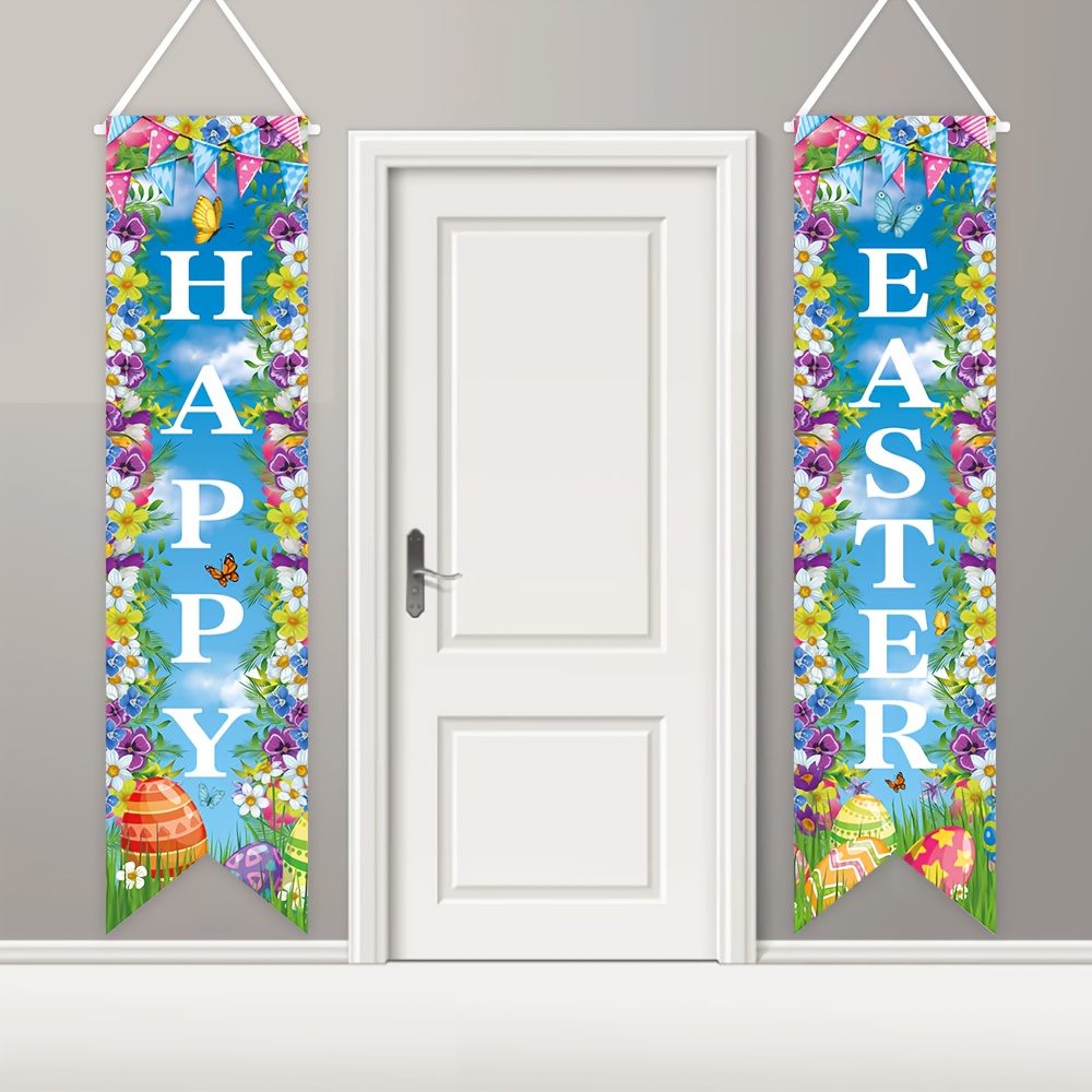 

1pc Easter Banner Flag, 47.2 X 11.8 Inches, Polyester, Spring Floral Theme, Multipurpose Holiday Porch Decor, No Electricity Needed