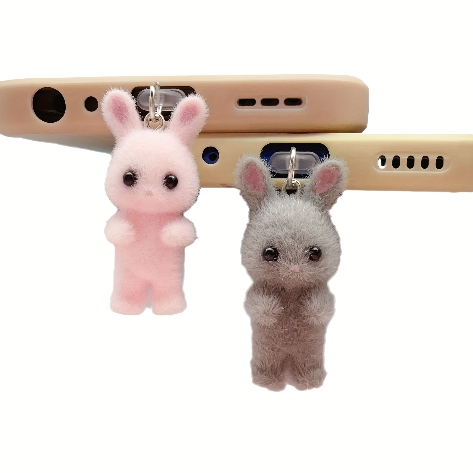 

Bouchon Anti-Poussière pour Téléphone Portable Lapin en Velours - Design de Pendentif , Compatible avec Type-C et Interface ISO, et Facile à Utiliser, pour la Protection du Téléphone