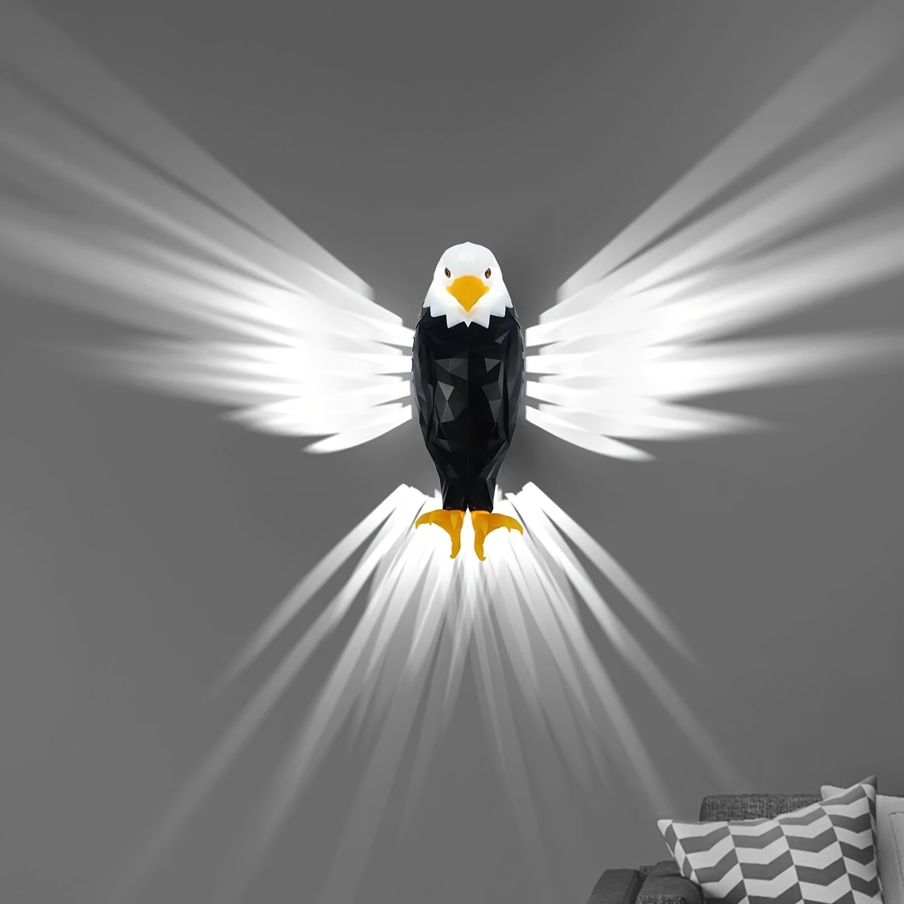 1pc Art Deco Bald * LED Wall Light, Geometric Animal Shadow Night Lamp with Remote, USB Powered, Rechargeable Battery, Adjustable Lighting for Bedroom, *, Hallway, Bar - Wall Mountable, Freestanding