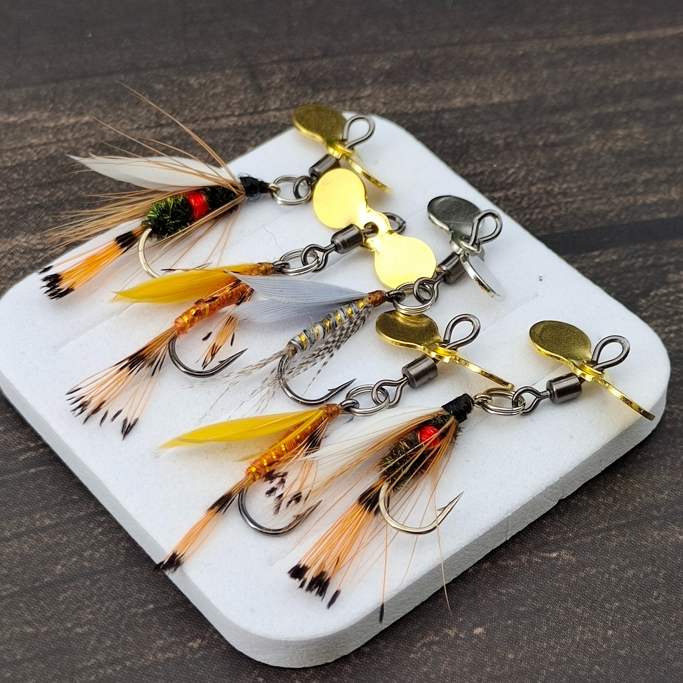 Image of 5pcs Royal Wolfga Propeller Wet Fly Fishing Lure Set, Realistic Fly Bait For Stream Trout/salmon Fishing, Floating Artificial Bait, Essential Fly Fishing Combo