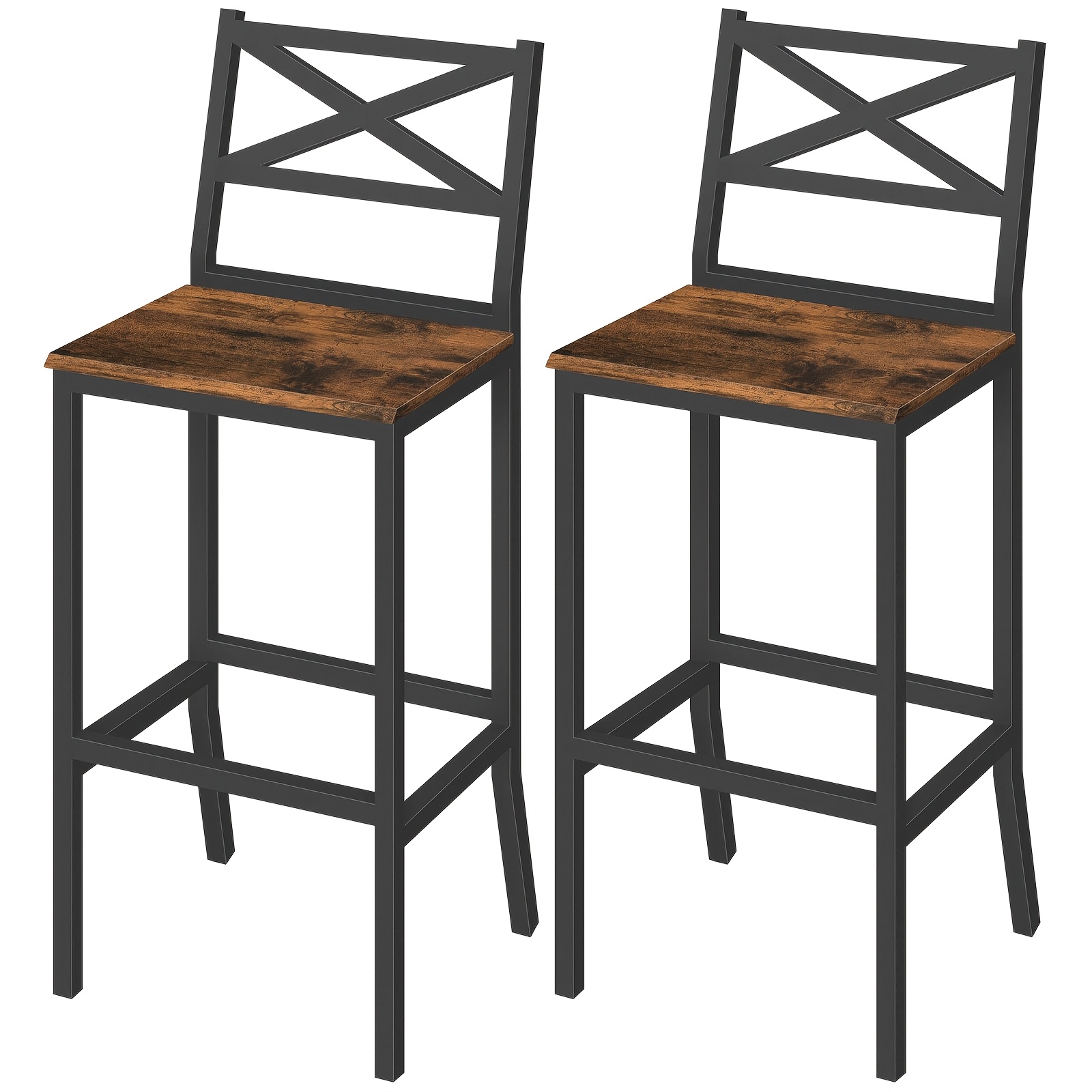 Bar Stools, Set Of 2, With Backrest And Footrest, 26-inch Stools, Kitchen Stools, Easy To Assemble, Suitable For Restaurants