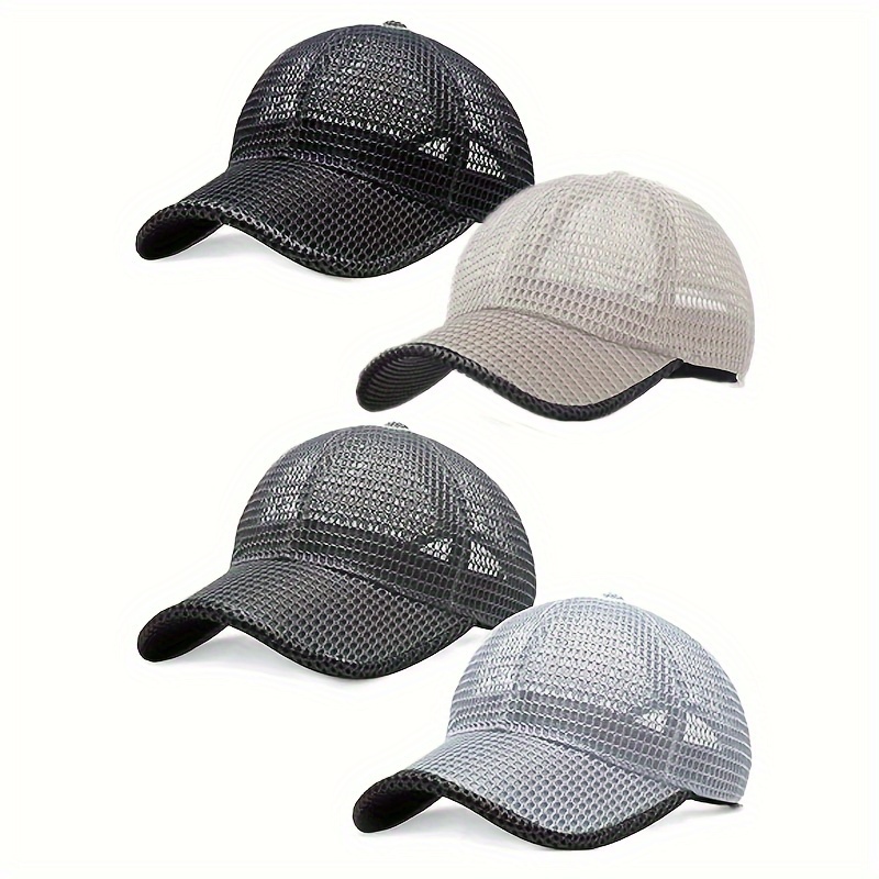 

4 Pieces Summer Mesh Baseball Cap Breathable Full Cooling Hat Casual Trucker Hats Adjustable Quick Dry Cool Hats Mesh Running Hat For Men Women Family Baseball Cap