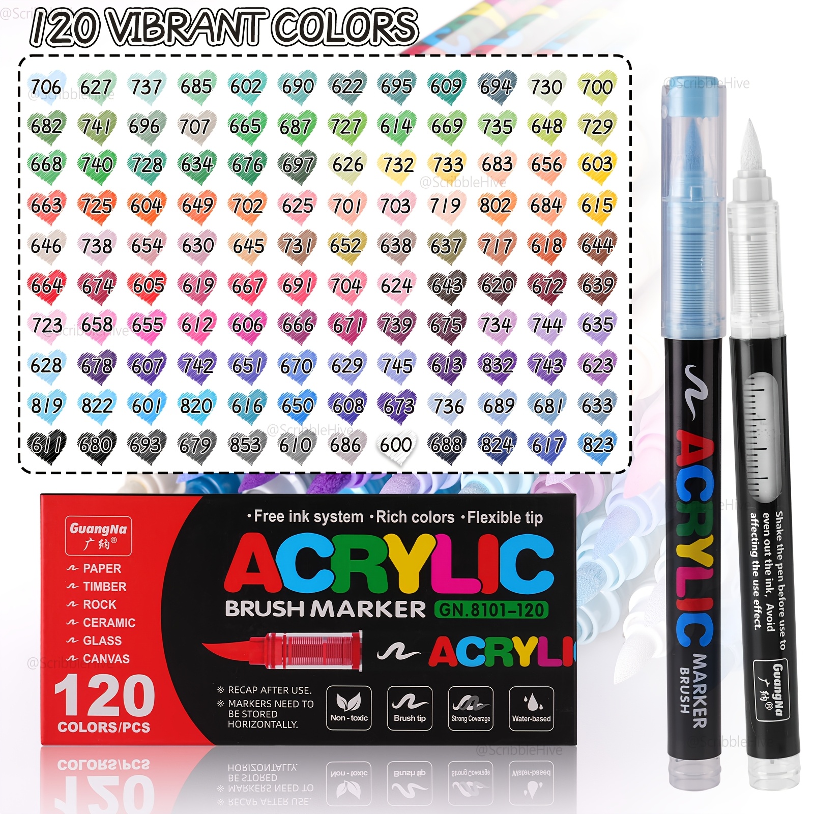 A Set Of 120 High-quality Markers Designed For Artists, Perfect For Projects Like Painting On Rocks, Ceramics, And Glass. Make An Gift And Are Ideal For Back-to-school Supplies