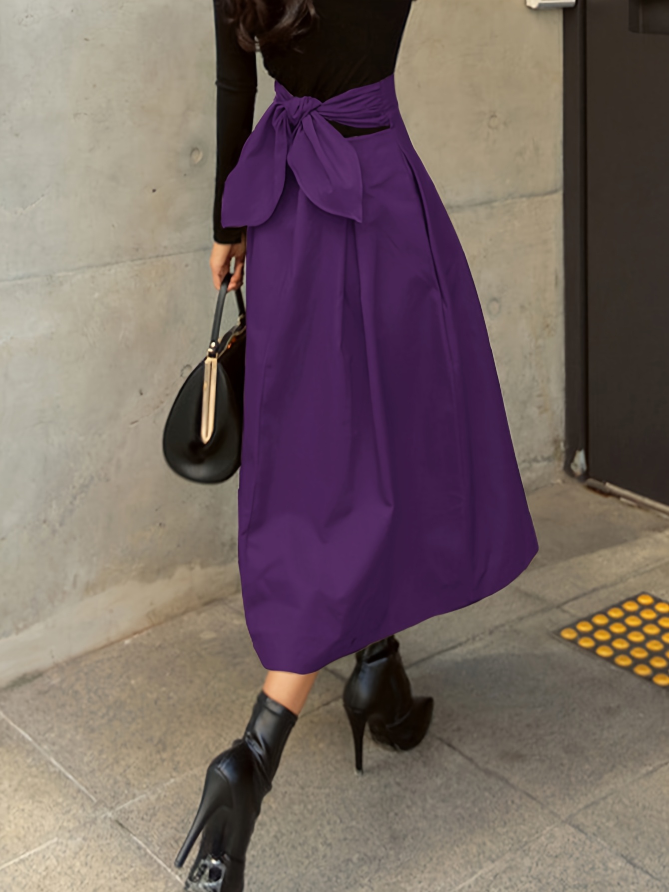 womens high waisted pleated midi skirt adjustable tie waist Temu