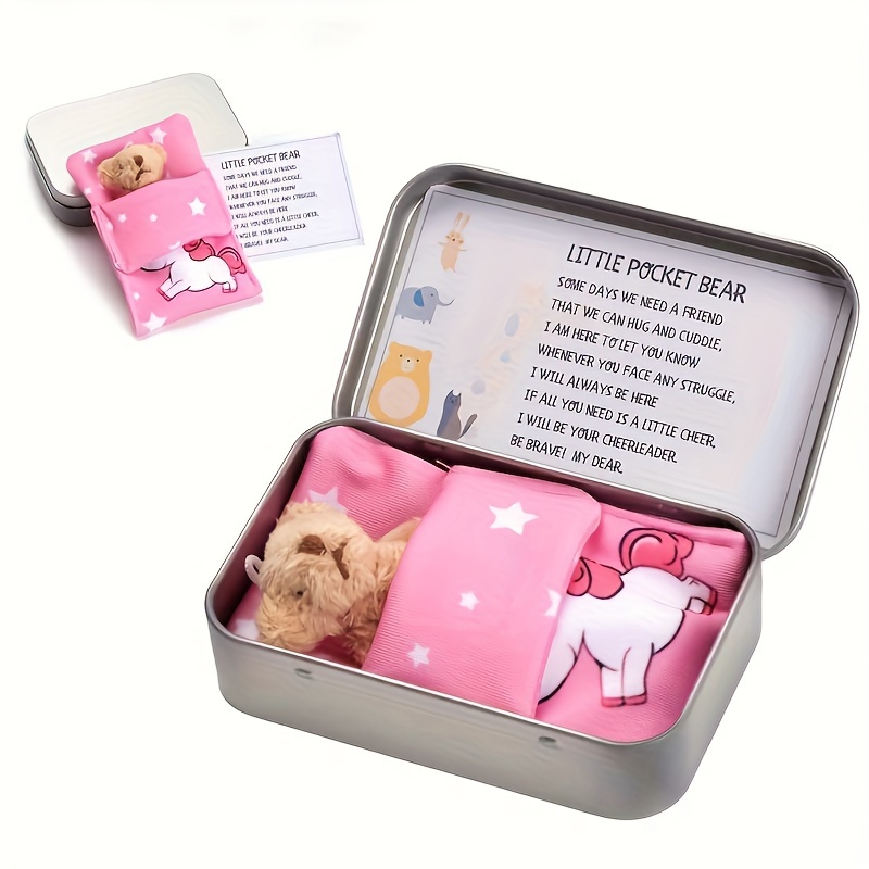 

1pc, Little Pocket Bear Hug In A Tin Box Mini Pocket Hug Bear Decoration Cheer Up Thinking Of You Card Get Well Soon Best Wishes Gifts For Birthday Wedding Festival