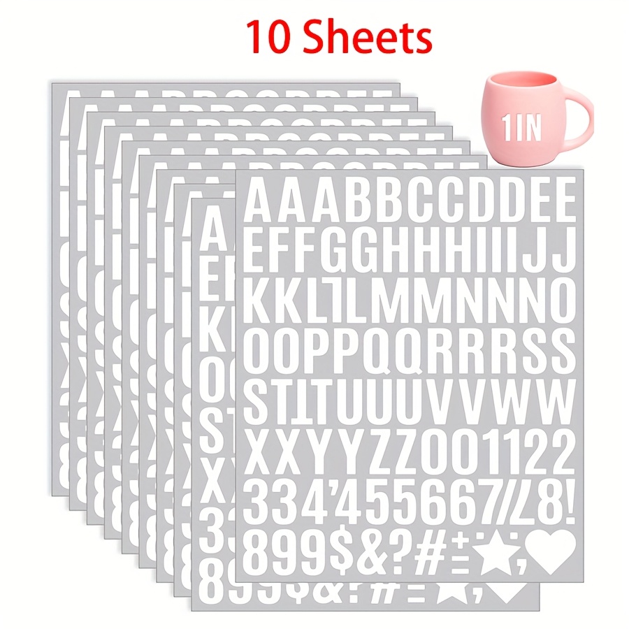 Image of 980pcs 10 Sheets Vinyl Letter Stickers, 1 Inch Self Adhesive Alphabet Stickers, Letters And Numbers For Arts Crafts, Mailbox, Outdoor Sign, Windows, Poster Board, Business, Door