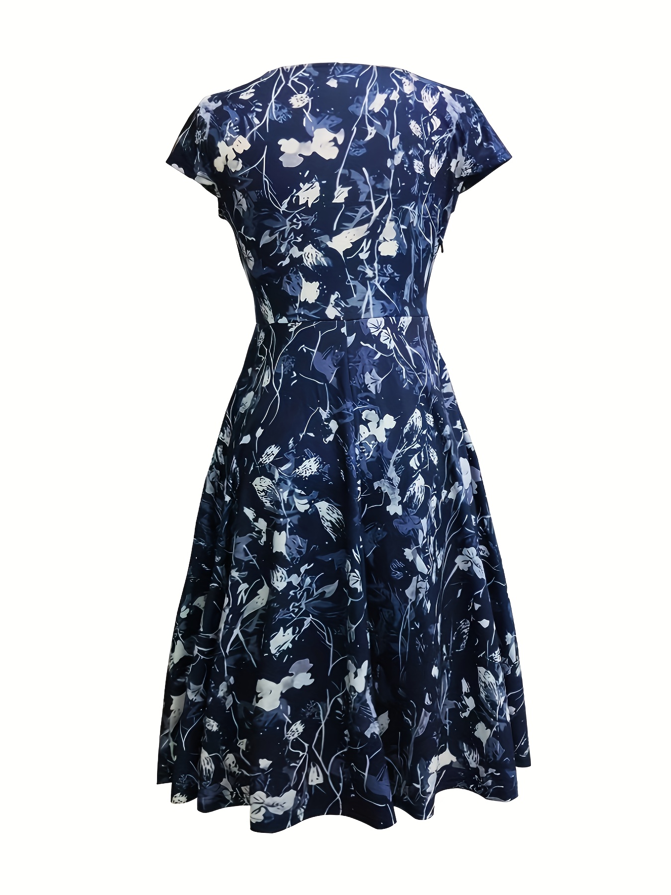 an elegant floral printed v neck length dress pockets - Temu Oman