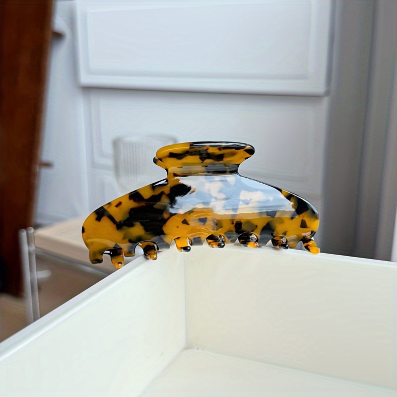 A Large 11CM Back of The Head Hair Clip Hair Claw High Ponytail Hair Accessory, Marble Pattern Floral Leopard Print Dopamine Morandi Color Series, Acetate
