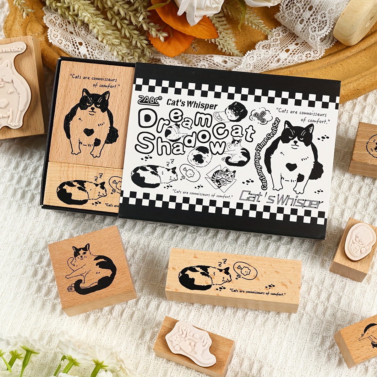 Kwan Crafts Clear Stamps Set - Cat Theme Background For Card Making & Scrapbooking