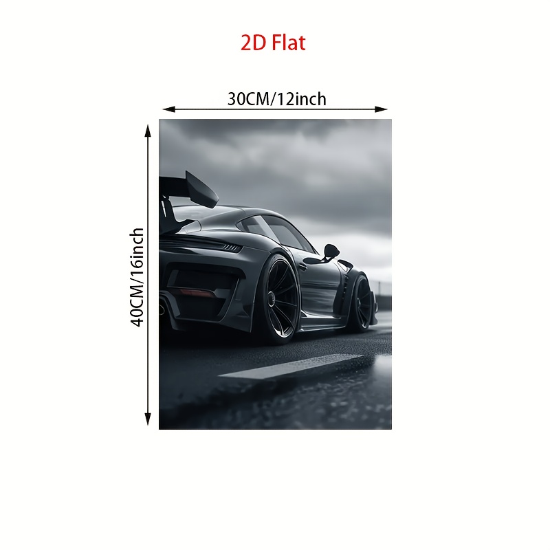 TEMU 2d Flat, 2d Flat Printing 1pc Fashionable Black Supercar Art Print, Classic Retro Wall Decor, Frameless Canvas Painting | Suitable For Home