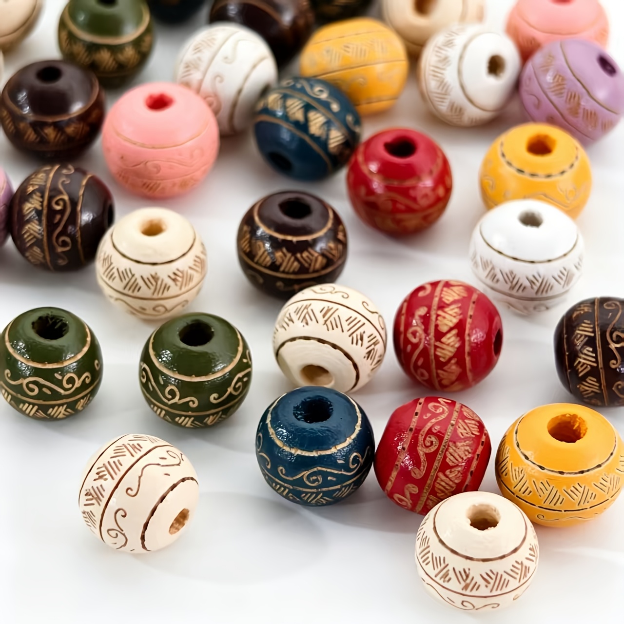 9pcs Large Hole Wooden Barrel Beads for Crafting