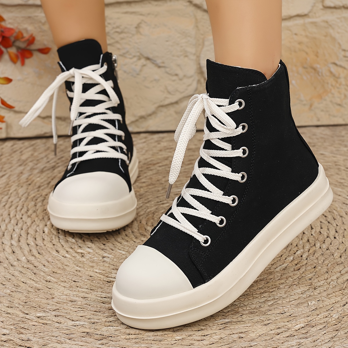 High Top Sneakers Thick Sole Canvas Shoes Casual Shoes Thick Sole