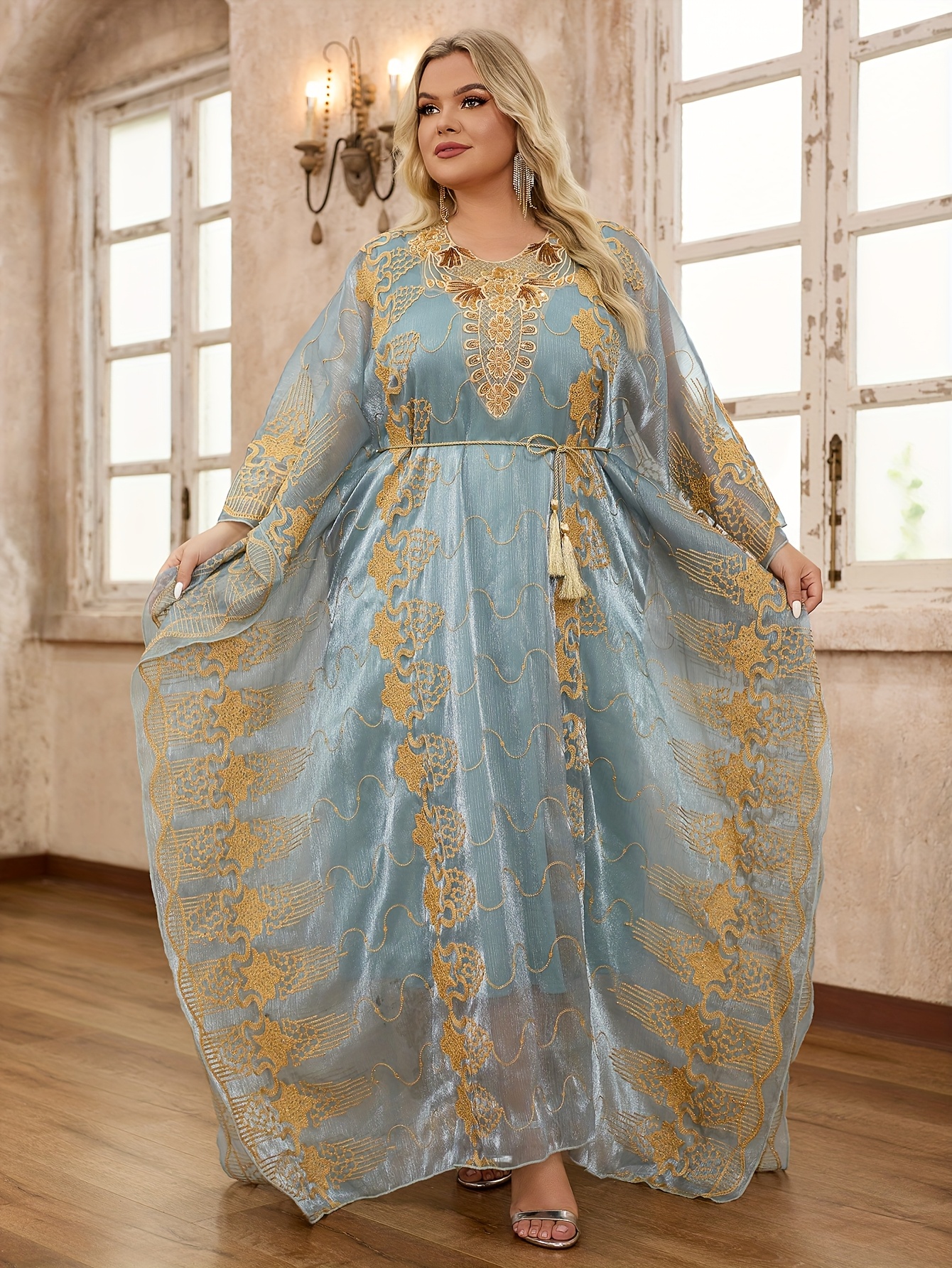sachin and babi light blue dress Plus Size Ecru Hijab Engagement Dress 5470E main image 1