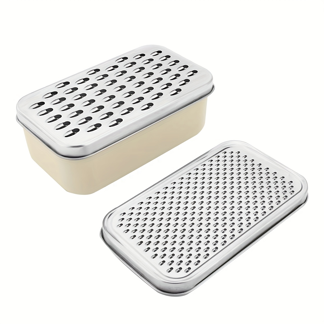 multifunctional stainless steel double sided blade box grater for rice home storage chopper julienne cutter ginger   cheese grater lemon zester with food storage container and lid suitable for cheese vegetables fruits or soft     chocolate   chopper durable kitchen tool easy clean rust resistant design