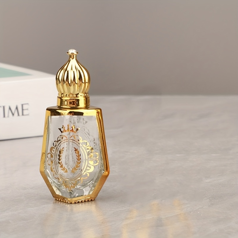 TEMU 2pcs Of Electroplated Middle Eastern Glass Bottle, Metallic Transparent Perfume Bottle, Glass Essential Oil Bottle, 10ml(random Suits)