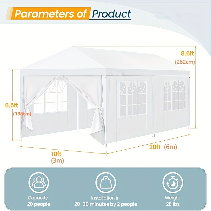 Image of 3×9m Pop-up Tent, Party Canopy, With Detachable , Outdoor Tent, Suitable For Party Terrace , Outdoor Shade Tent, Wedding Event Tent