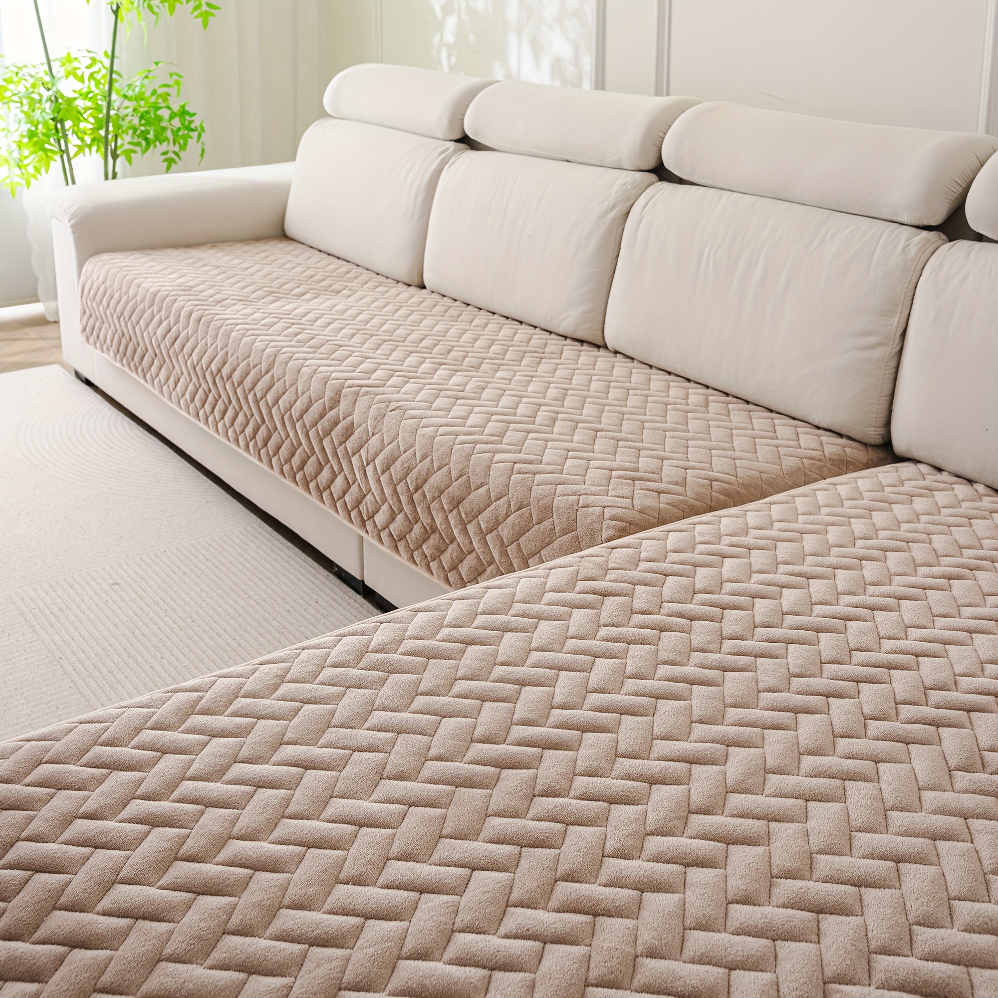 TEMU Copridivano Rettangolare Trapuntato Moderno in Peluche , 2 Pezzi - Materiale Ultra e , agli Animali Domestici, Lavabile in Lavatrice, Protezione