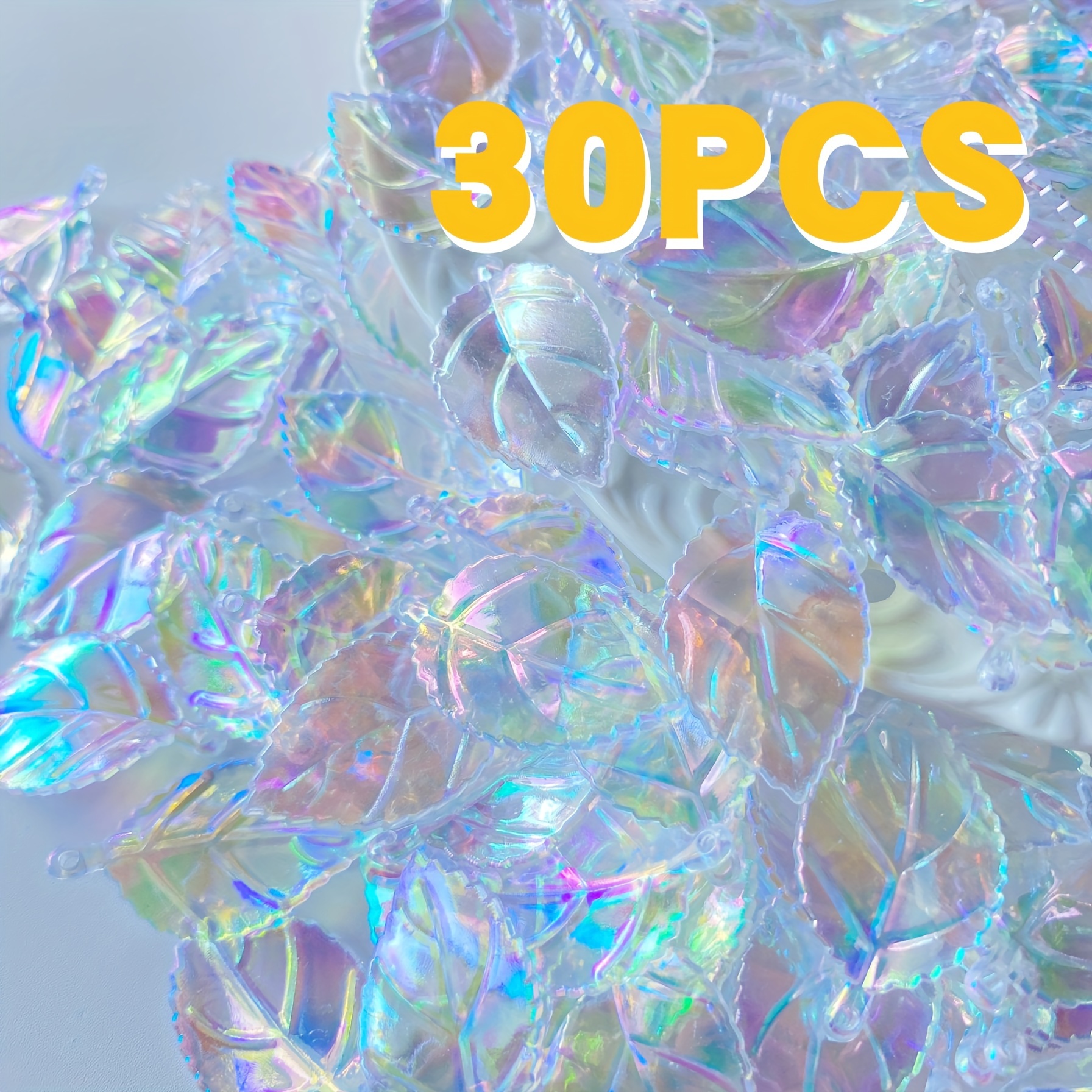 30pcs/*18mm Acrylic Glass Leaves Handmade Hairpin Headdress Pendant Making Material