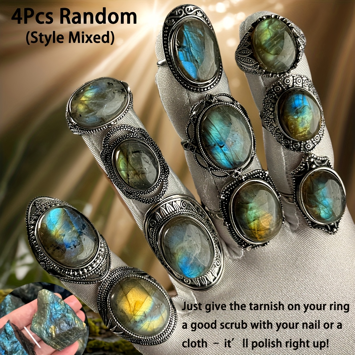 Labradorite Stone Ring, 925 Sterling Silver Ring, Statement