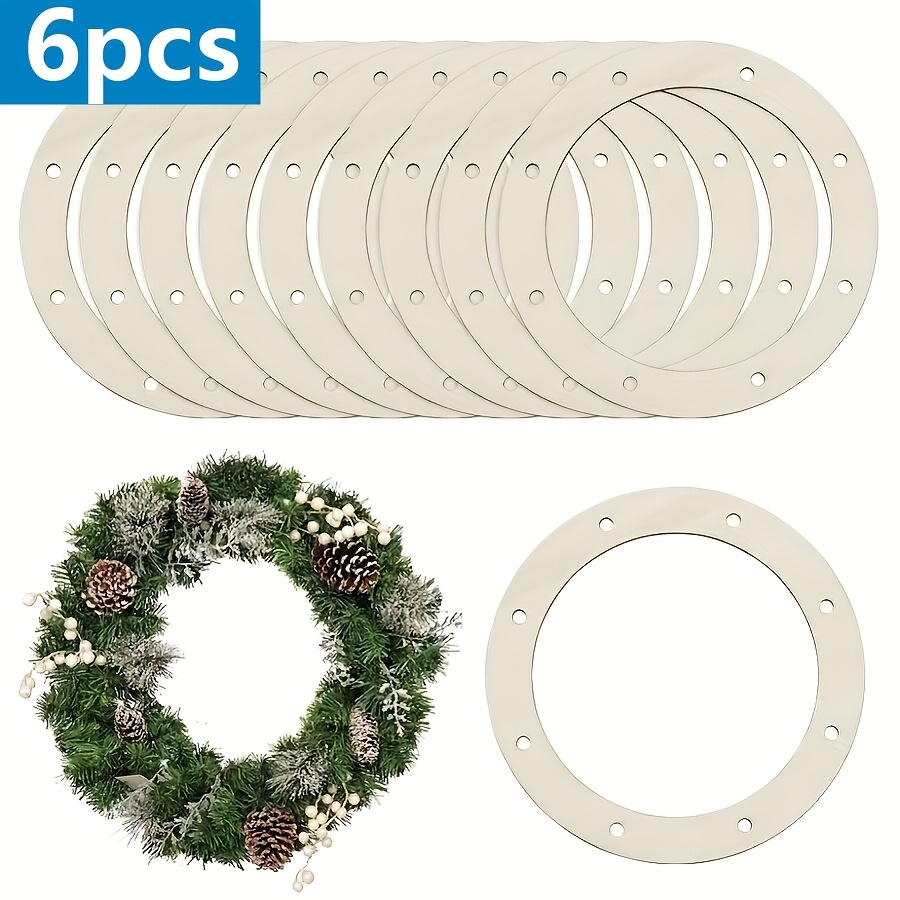 TEMU 6pcs Set Wooden Craft Wreath Frame For Diy Painting And Doodling, Holiday Valentine's Day Wedding Wooden Hanging Ornament, Suitable For Various