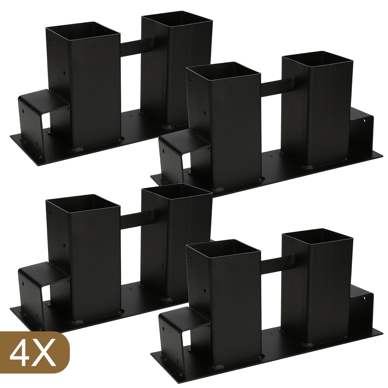 Image of Black Firewood Rack, Sturdy Firewood Rack, Galvanized Firewood Rack, Fireplace Firewood Rack, Height-adjustable Firewood Rack, Suitable For Indoor And Outdoor Use, In 4pcs And 8pcs Sets