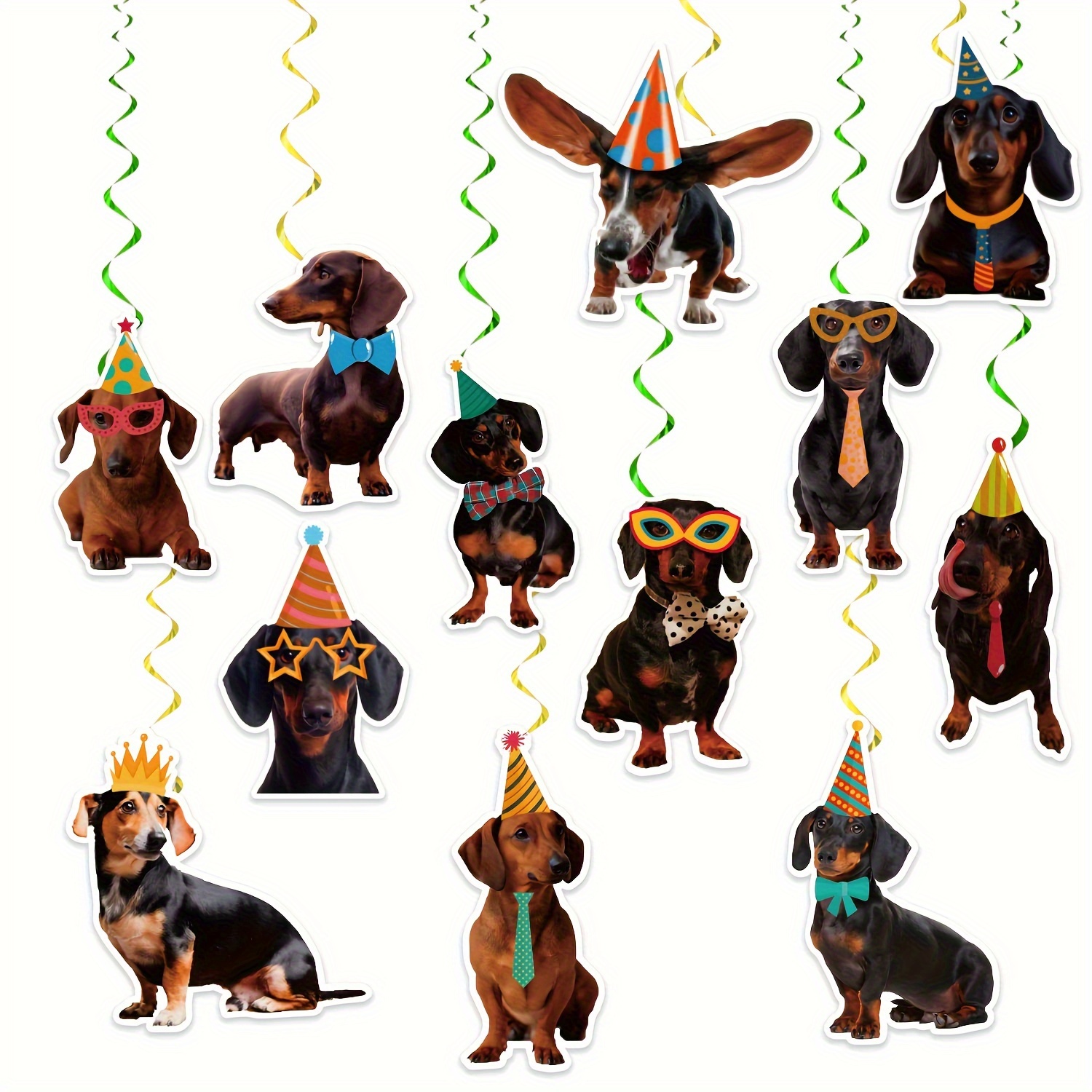 

24-pack Dachshund Themed Party Streamers, Dual-sided Print, Paper Dachshund Ceiling & Wall Decorations, Sausage Dog Birthday Party Supplies For Dog Lovers, Appropriate For Ages 14+